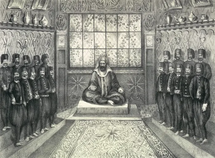Framed Print : Audience of Hussein II Bey, 1835. Creator: Unknown Framed Print : Audience of Hussein II Bey, 1835. Creator: Unknown