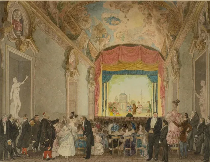 Framed Print : The auditorium of the Theatre at the House of Prince Grigory Ivanovich Gagarin in Rome, c. 1830 Framed Print : The auditorium of the Theatre at the House of Prince Grigory Ivanovich Gagarin in Rome, c. 1830