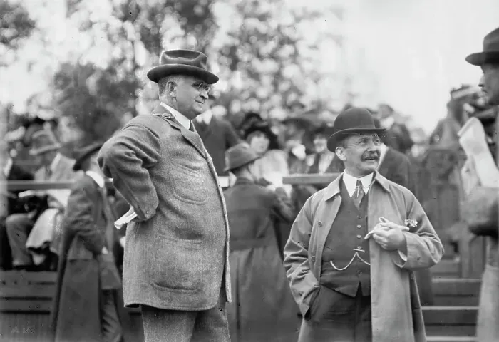 Framed Print : Aug. Belmont & Paul Cravath, (1912?). Creator: Bain News Service Framed Print : Aug. Belmont & Paul Cravath, (1912?). Creator: Bain News Service