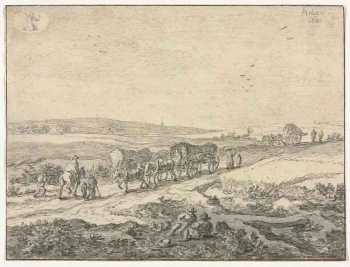 Framed Print : August: Landscape with Wagons, c. 1655. Creator: Pieter Molyn (Dutch, 1595-1661) Framed Print : August: Landscape with Wagons, c. 1655. Creator: Pieter Molyn (Dutch, 1595-1661)