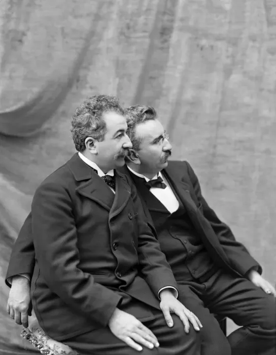 Framed Print : Auguste and Louis Lumiere, 1895. Creator: Anonymous Framed Print : Auguste and Louis Lumiere, 1895. Creator: Anonymous