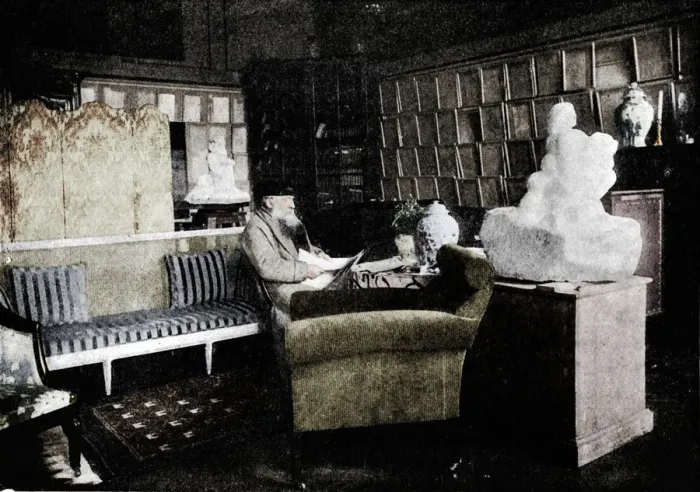 Framed Print : Auguste Rodin Among His Books At 77 Rue De Varenne, c1900 Framed Print : Auguste Rodin Among His Books At 77 Rue De Varenne, c1900