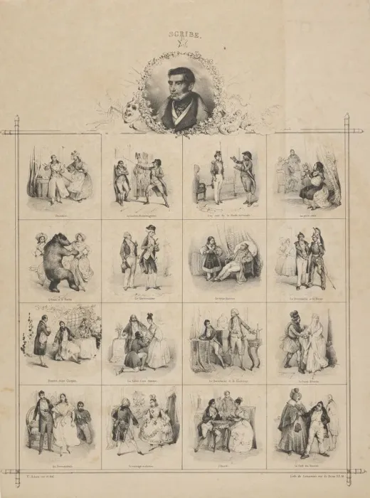 Framed Print : Augustin-Eugene Scribe with Characters, 19th century. Creator: Victor Adam Framed Print : Augustin-Eugene Scribe with Characters, 19th century. Creator: Victor Adam