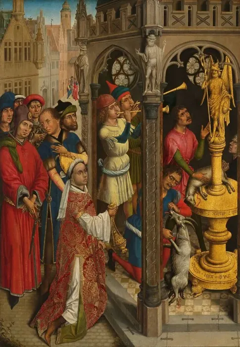 Framed Print : Augustine Sacrificing to an Idol of the Manichaeans (?), c.1480. Creator: Aert van den Bossche