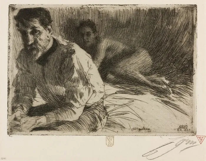 Framed Print : Augustus Saint Gaudens II (Saint Gaudens and his model), 1897. Creator: Anders Leonard Zorn Framed Print : Augustus Saint Gaudens II (Saint Gaudens and his model), 1897. Creator: Anders Leonard Zorn