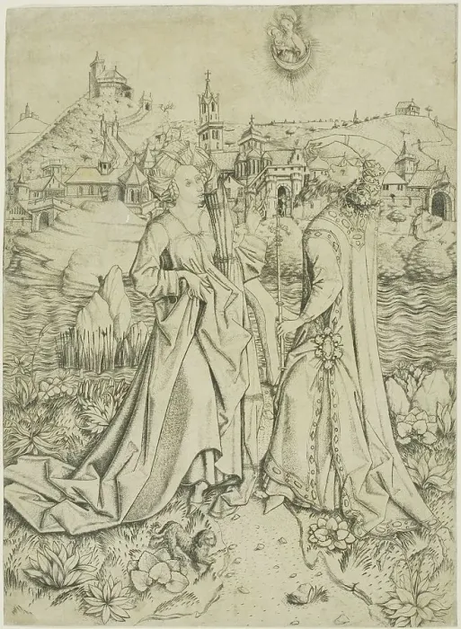 Framed Print : Augustus and the Sibyl, c. 1450. Creator: Master ES Framed Print : Augustus and the Sibyl, c. 1450. Creator: Master ES