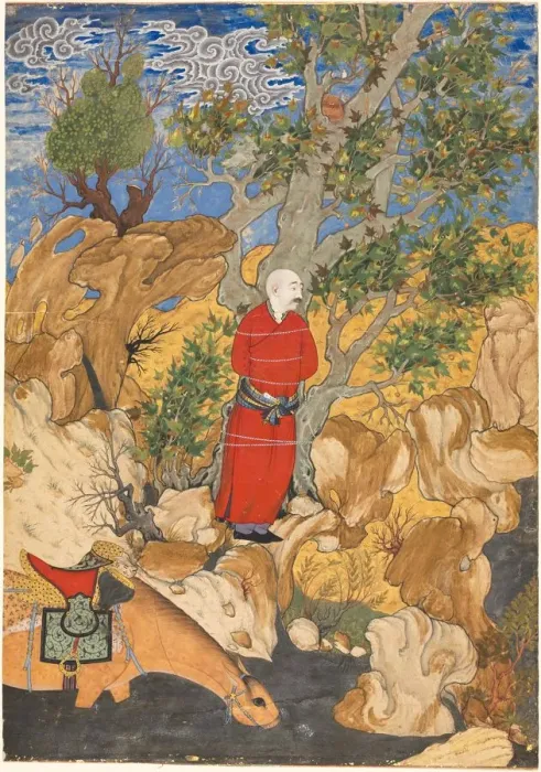 Framed Print : Aulad Tied to a Plane Tree, from a Shahnama by Firdausi, 1575-1600. Creator: Sadiqi Bek (Iranian Framed Print : Aulad Tied to a Plane Tree, from a Shahnama by Firdausi, 1575-1600. Creator: Sadiqi Bek (Iranian