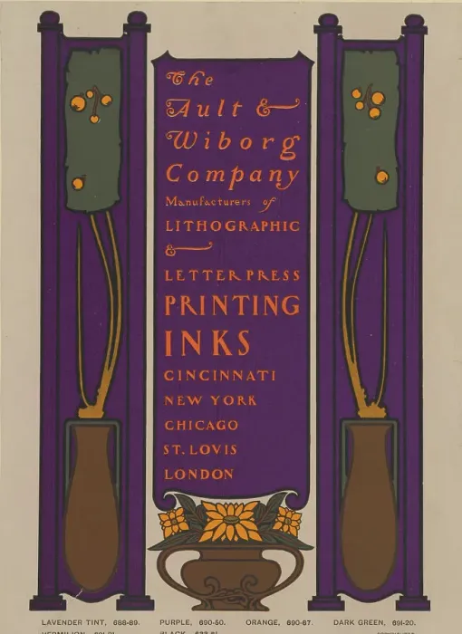 Framed Print : The Ault & Wilborg Company, c1894 - 1896. Creator: William H Bradley. The Ault & Wilborg Company, c1894 - 1896. Creator: William H Bradley Framed Print : The Ault & Wilborg Company, c1894 - 1896. Creator: William H Bradley. The Ault & Wilborg Company, c1894 - 1896. Creator: William H Bradley