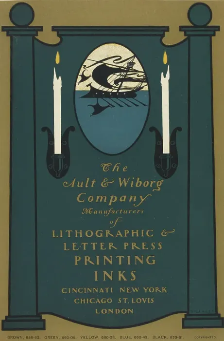 Framed Print : The Ault & Wilborg Company, c1894 - 1896. Creator: William H Bradley. The Ault & Wilborg Company, c1894 - 1896. Creator: William H Bradley Framed Print : The Ault & Wilborg Company, c1894 - 1896. Creator: William H Bradley. The Ault & Wilborg Company, c1894 - 1896. Creator: William H Bradley