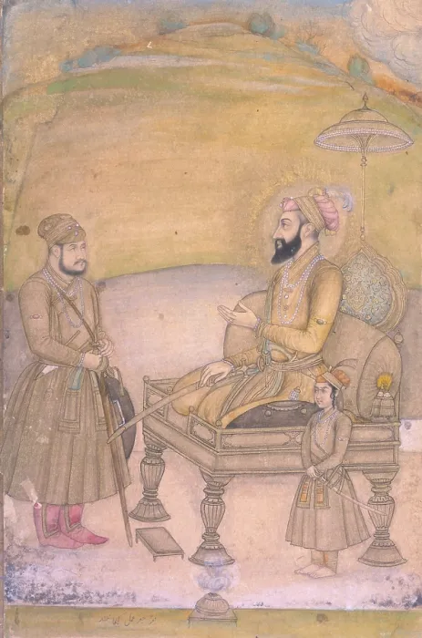 Framed Print : Aurangezeb enthroned, (second half of the seventeenth century?). Creator: Unknown Framed Print : Aurangezeb enthroned, (second half of the seventeenth century?). Creator: Unknown