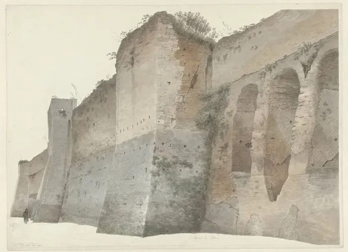 Framed Print : The Aurelian Wall in Rome, c.1809-c.1812. Creator: Josephus Augustus Knip Framed Print : The Aurelian Wall in Rome, c.1809-c.1812. Creator: Josephus Augustus Knip