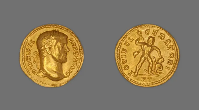 Framed Print : Aureus (Coin) Portraying Emperor Diocletian, 294-305, issued by Diocletian Framed Print : Aureus (Coin) Portraying Emperor Diocletian, 294-305, issued by Diocletian