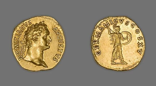 Aureus (Coin) Portraying Emperor Domitian, 90-91, issued by Domitian. Creator: Unknown
