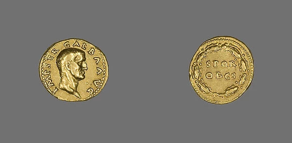 Aureus (Coin) Portraying Emperor Galba, 68 (July)-69 (January). Creator: Unknown