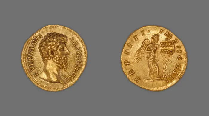 Framed Print : Aureus (Coin) Portraying Emperor Lucius Verus, December 163-December 164 Framed Print : Aureus (Coin) Portraying Emperor Lucius Verus, December 163-December 164