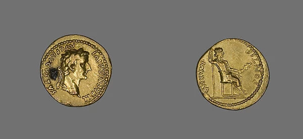 Aureus (Coin) Portraying Emperor Tiberius, 14-37. Creator: Unknown