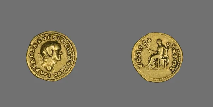 Framed Print : Aureus (Coin) Portraying Emperor Vespasian, 70. Creator: Unknown Framed Print : Aureus (Coin) Portraying Emperor Vespasian, 70. Creator: Unknown