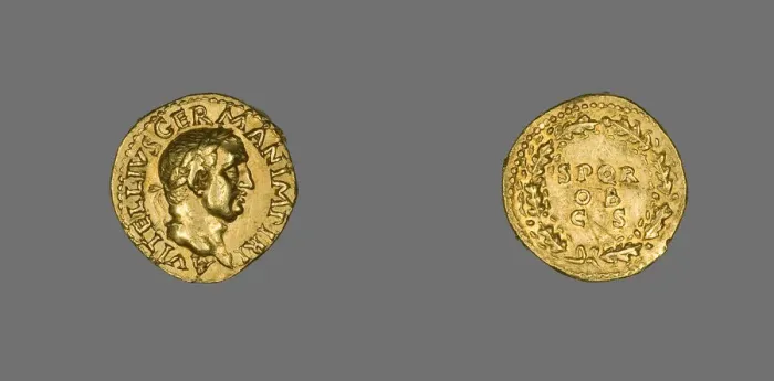 Framed Print : Aureus (Coin) Portraying Emperor Vitellius, 69 (late April-December). Creator: Unknown Framed Print : Aureus (Coin) Portraying Emperor Vitellius, 69 (late April-December). Creator: Unknown