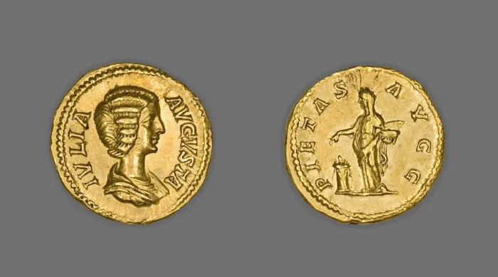 Framed Print : Aureus (Coin) Portraying Empress Julia Domna, 196-211, issued by Septimius Framed Print : Aureus (Coin) Portraying Empress Julia Domna, 196-211, issued by Septimius