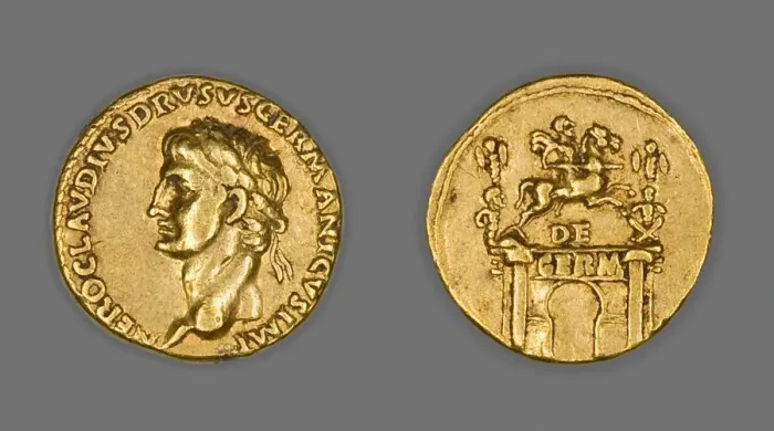 Framed Print : Aureus (Coin) Portraying Nero Claudius Drusus, 41-45, issued by Claudius Framed Print : Aureus (Coin) Portraying Nero Claudius Drusus, 41-45, issued by Claudius