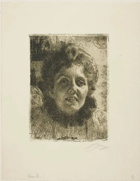 Framed Print : Aurore (Mrs. Aurore Klintberg, née Oxenstierna, Head), 1909. Creator: Anders Leonard Zorn Framed Print : Aurore (Mrs. Aurore Klintberg, née Oxenstierna, Head), 1909. Creator: Anders Leonard Zorn