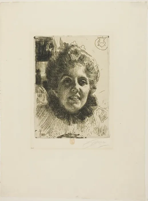 Framed Print : Aurore (Mrs. Aurore Klintberg, née Oxenstierna, Head), 1909. Creator: Anders Leonard Zorn Framed Print : Aurore (Mrs. Aurore Klintberg, née Oxenstierna, Head), 1909. Creator: Anders Leonard Zorn
