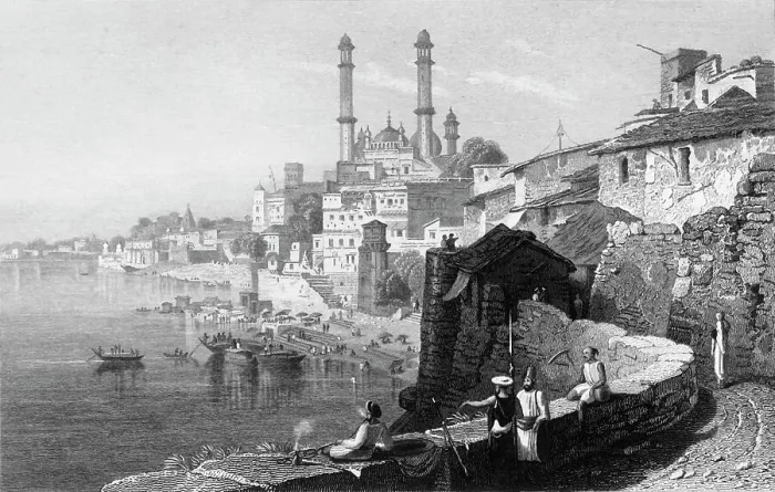 Framed Print : Aurungzebe's Mosque, at Benares, 1834. Creator: William Purser Framed Print : Aurungzebe's Mosque, at Benares, 1834. Creator: William Purser