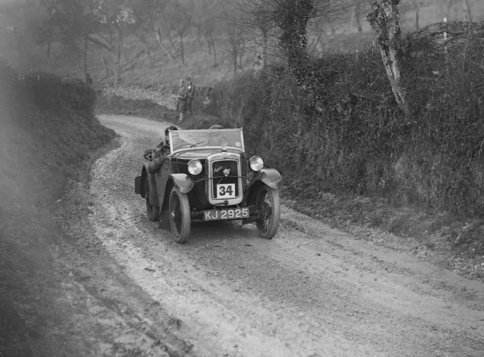 Framed Print : Austin 7 arrow-bodied 2-seater of JS Drewett competing in the NWLMC London-Gloucester Trial, 1931 Framed Print : Austin 7 arrow-bodied 2-seater of JS Drewett competing in the NWLMC London-Gloucester Trial, 1931