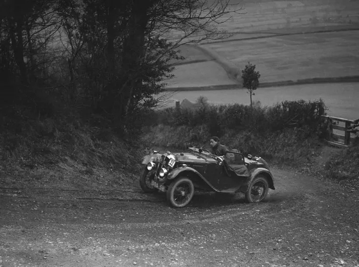Framed Print : Austin 7 Grasshopper of CD Buckley competing at the MG Car Club Midland Centre Trial, 1938 Framed Print : Austin 7 Grasshopper of CD Buckley competing at the MG Car Club Midland Centre Trial, 1938
