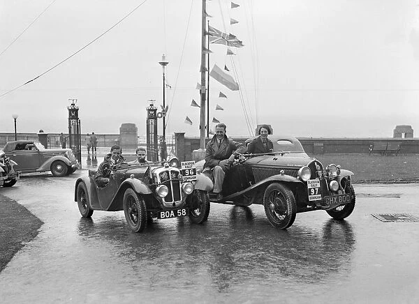 Austin 7 Grasshopper of CD Buckley and Fiat Balilla 508S of SGE Tett at the Blackpool Rally, 1936