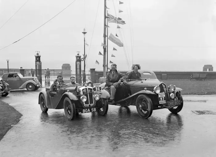 Framed Print : Austin 7 Grasshopper of CD Buckley and Fiat Balilla 508S of SGE Tett at the Blackpool Rally, 1936 Framed Print : Austin 7 Grasshopper of CD Buckley and Fiat Balilla 508S of SGE Tett at the Blackpool Rally, 1936
