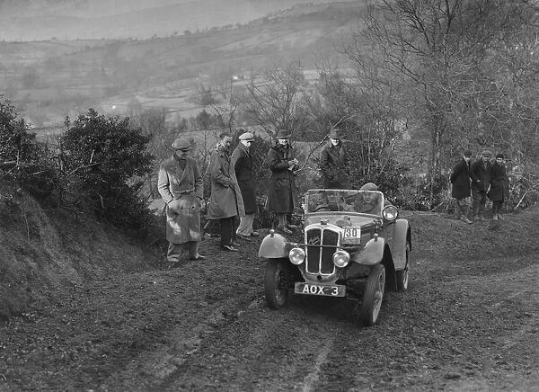 Austin 7 Grasshopper of TH Cole competing in the MG Car Club Midland Centre Trial, 1938