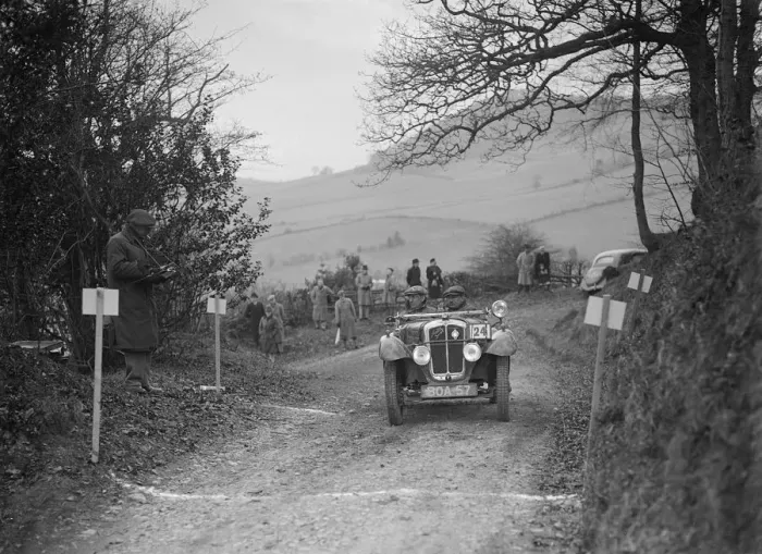 Framed Print : Austin 7 Grasshopper of WH Scriven competing in the MG Car Club Midland Centre Trial, 1938 Framed Print : Austin 7 Grasshopper of WH Scriven competing in the MG Car Club Midland Centre Trial, 1938