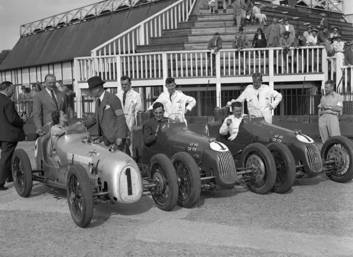 Framed Print : Austin 7 works team, Brooklands 1937. Artist: Bill Brunell Framed Print : Austin 7 works team, Brooklands 1937. Artist: Bill Brunell