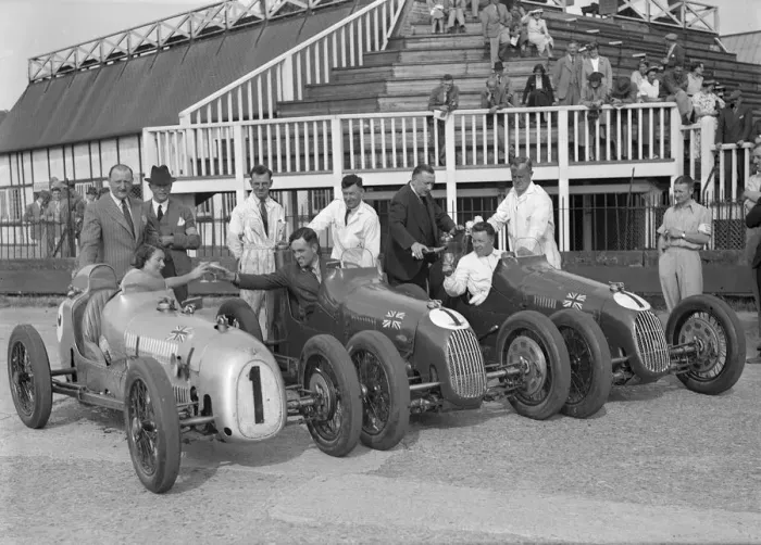 Framed Print : Austin 7 works team, Brooklands 1937. Artist: Bill Brunell Framed Print : Austin 7 works team, Brooklands 1937. Artist: Bill Brunell