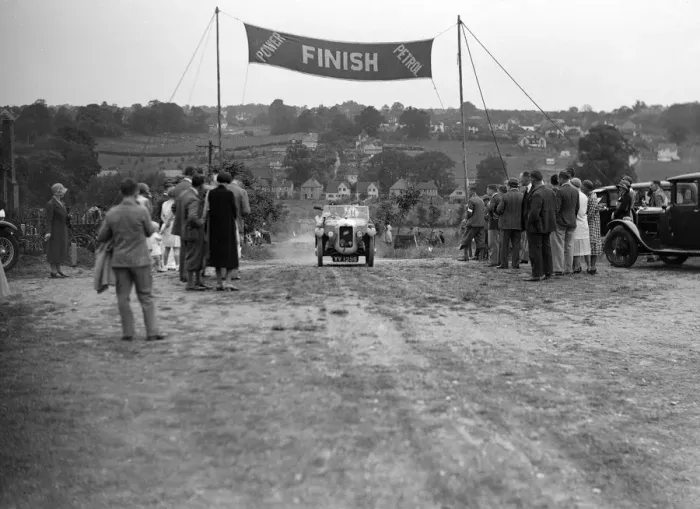 Framed Print : Austin Swallow of Mrs A Stanley at the finish of the Middlesex County AC Hill Climb, c1930 Framed Print : Austin Swallow of Mrs A Stanley at the finish of the Middlesex County AC Hill Climb, c1930