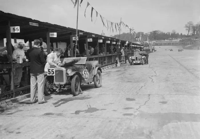 Framed Print : Austin Ulster and MG C type in the pits at the JCC Double Twelve race, Brooklands, 8 / 9 May 1931 Framed Print : Austin Ulster and MG C type in the pits at the JCC Double Twelve race, Brooklands, 8 / 9 May 1931