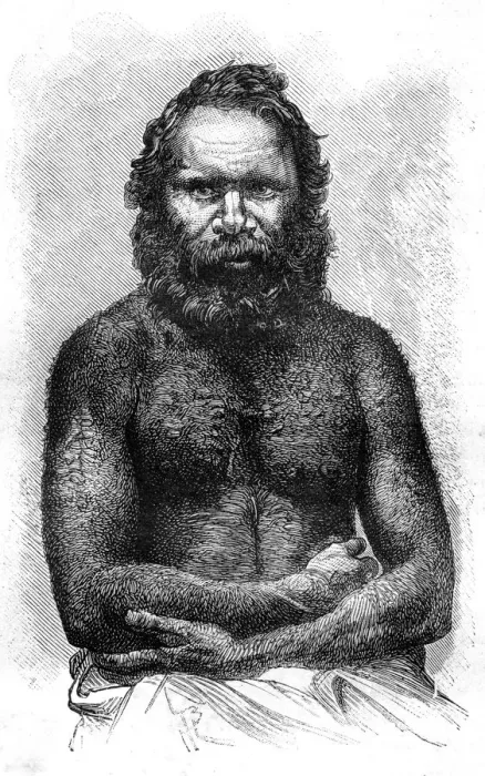 Framed Print : Australian aborigine, 1886. Artist: E Ronjat Framed Print : Australian aborigine, 1886. Artist: E Ronjat