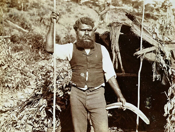 Australian aborigine with a boomerang, c1860s