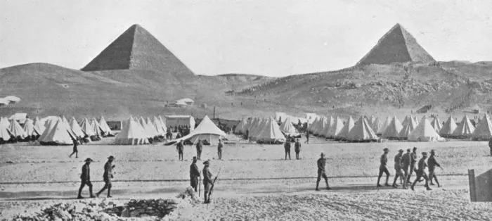Framed Print : The Australian troops in Egypt encamped near the Pyramids, 1914 Framed Print : The Australian troops in Egypt encamped near the Pyramids, 1914