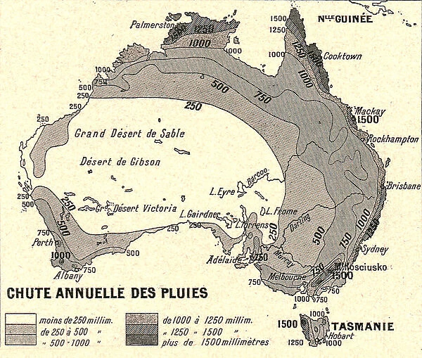 Australie Chute Annuelle des Pluies; Les Terres Du Pacifique, 1914. Creator: Unknown