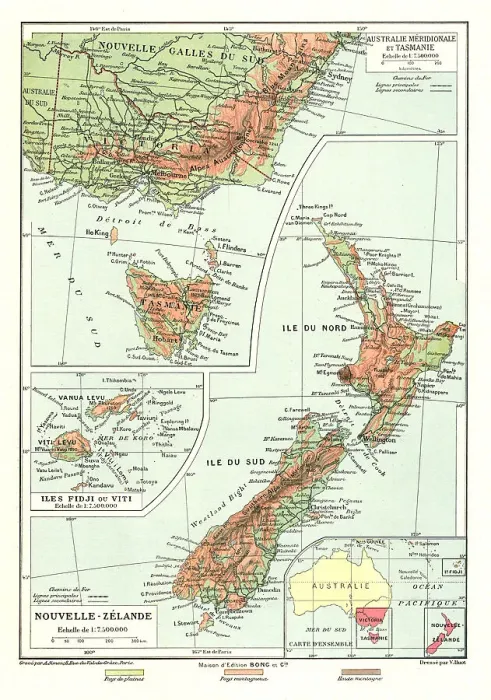 Framed Print : Australie Meridionale et Tasmanie. Iles Fidji ou Viti. Nouvelle- Zelande; Les Terres Du... 1914. Creator: Unknown Framed Print : Australie Meridionale et Tasmanie. Iles Fidji ou Viti. Nouvelle- Zelande; Les Terres Du... 1914. Creator: Unknown