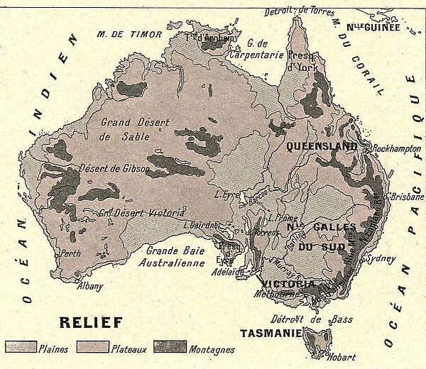 Australie Relief; Les Terres Du Pacifique, 1914. Creator: Unknown