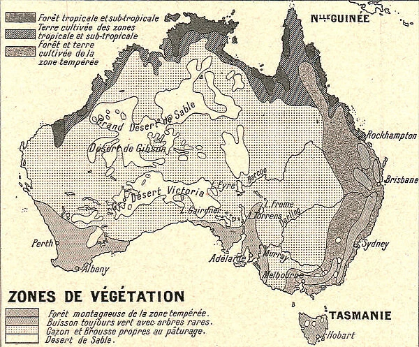 'Australie Zones de Vegetation; Les Terres Du Pacifique, 1914. Creator: Unknown
