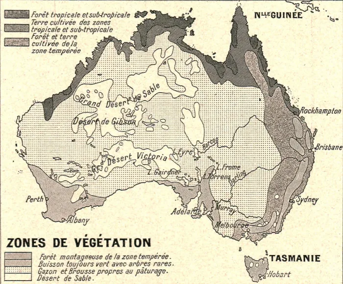 Framed Print : Australie Zones de Vegetation; Les Terres Du Pacifique, 1914. Creator: Unknown Framed Print : Australie Zones de Vegetation; Les Terres Du Pacifique, 1914. Creator: Unknown