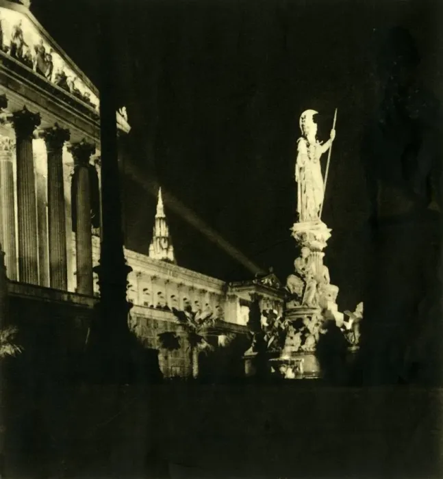 Framed Print : The Austrian Parliament Building by night, Vienna, Austria, c1935. Creator: Unknown Framed Print : The Austrian Parliament Building by night, Vienna, Austria, c1935. Creator: Unknown