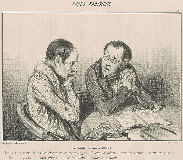 Auteurs dramatiques, 19th century. Creator: Honore Daumier
