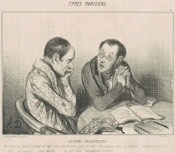 Framed Print : Auteurs dramatiques, 19th century. Creator: Honore Daumier Framed Print : Auteurs dramatiques, 19th century. Creator: Honore Daumier