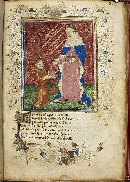 The author presenting his book to Henry V (from Thomas Hoccleves Regiment of Princes), 15th century Artist: Anonymous
