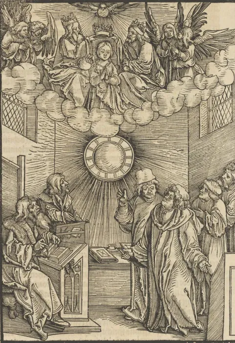 Framed Print : The Author Writing the Layenspiegel; The Trinity and the Virgin at the Upper Center Framed Print : The Author Writing the Layenspiegel; The Trinity and the Virgin at the Upper Center
